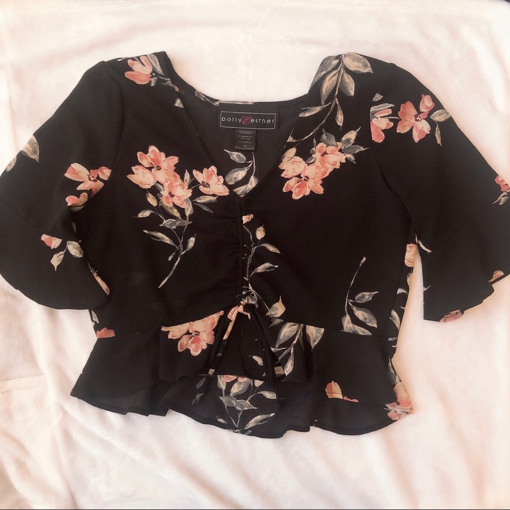 Floral Ruched Peplum Top